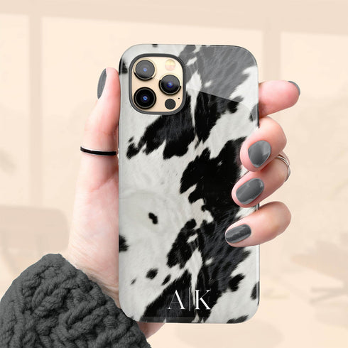 Custom Initials Cowhide iPhone Case